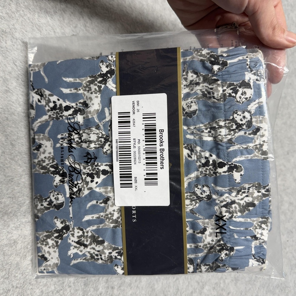 Brooks Brothers Boxer Shorts Mens 2XL Blue Dog Print Cotton Underwear Breathable